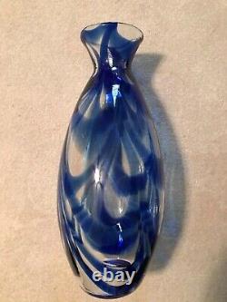 Blenko Glass Cobalt Swirl Vase 7419