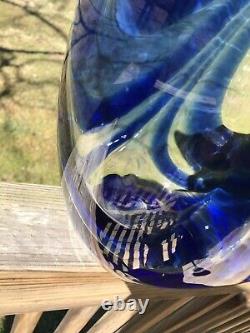 Blenko Glass Cobalt Swirl Vase 7419