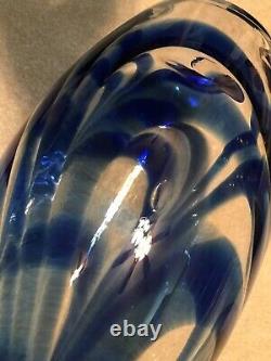 Blenko Glass Cobalt Swirl Vase 7419