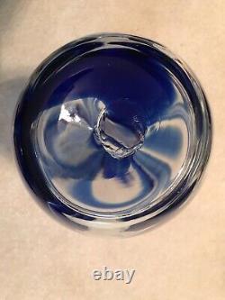 Blenko Glass Cobalt Swirl Vase 7419