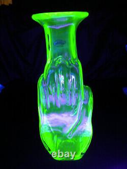 Blenko Glass Vaseline Eureka Piece Limited Edition