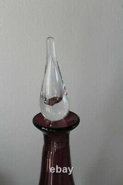 Blenko Handcrafters Amethyst Glass Decanter with Flame Stopper