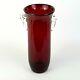Blenko Rare 12 Millennium Vase Experimental Sample Ruby Red Crystal Two Handle