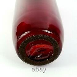 Blenko RARE 12 Millennium Vase Experimental Sample Ruby Red Crystal Two Handle