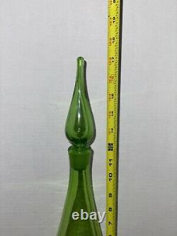 Blenko Vintage Green Glass 18 Decanter With Stopper