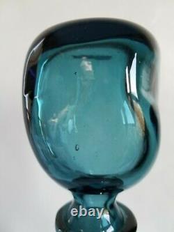Blenko Wayne Husted Art Glass Decanter 5825s in Teal 1958-60 MCM