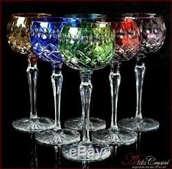 Bohemia Colored Crystal Wine Glasses 21 cm, 220 ml, Jasmine 6 pc New