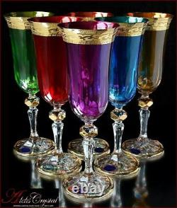 Bohemia Crystal Champagne Glasses 21 cm, 180 ml, Annetta Luxe 6 pc New