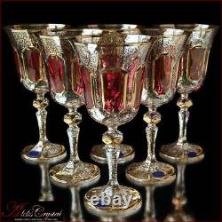 Bohemia Crystal Wine Glasses 20 cm, 220 ml, Versale Rubin 6 pc New