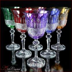 Bohemian Colored Crystal Wine Glasses 20 cm, 220 ml, SharmeL 6 pc New