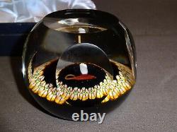 Boxed Limited Edition Caithness Art Glass Candle Paperweight Christmas 1977