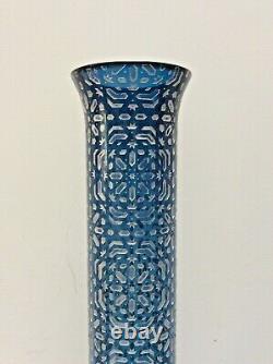 Boxed Limited Edition Outstanding Quality Modern Blue Glass With Silver Vase