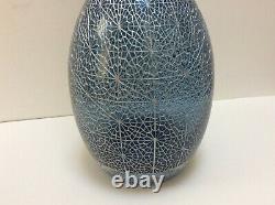 Boxed Limited Edition Outstanding Quality Modern Blue Glass With Silver Vase