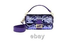 Brand New Limited Edition Fendi All Over Sequin Purple Baguette Bag with Receipt