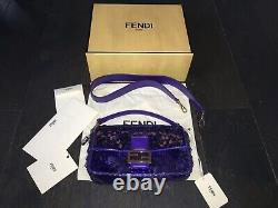 Brand New Limited Edition Fendi All Over Sequin Purple Baguette Bag with Receipt