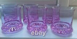 Brutalist NEW Rare 70's ALEXANDRITE-NEODYMIUM Purple Drinking GLASSES TUMBLERS
