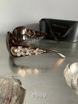 Bvlgari Sunglasses Swarovski Crystal Limited Edition 856-B Gold Brown VERY RARE