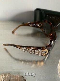 Bvlgari Sunglasses Swarovski Crystal Limited Edition 856-B Gold Brown VERY RARE