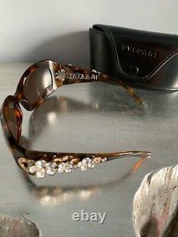 Bvlgari Sunglasses Swarovski Crystal Limited Edition 856-B Gold Brown VERY RARE