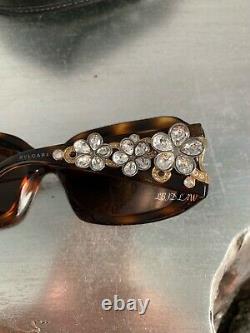 Bvlgari Sunglasses Swarovski Crystal Limited Edition 856-B Gold Brown VERY RARE