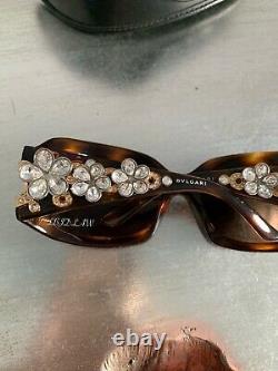 Bvlgari Sunglasses Swarovski Crystal Limited Edition 856-B Gold Brown VERY RARE