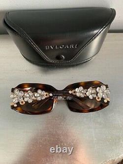 Bvlgari Sunglasses Swarovski Crystal Limited Edition 856-B Gold Brown VERY RARE