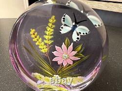CAITHNESS Limited Edition WILLIAM MANSON Glass Paperweight Butterfly Flowers