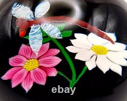 CAITHNESS PAPERWEIGHT Dragonfly and Flowers 157/500 William Manson 1982 RARE+++