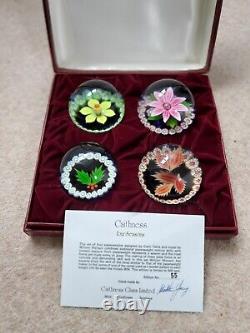 Caithness Glass Paperweight Set FOUR SEASONS, Boxed with Certificate (1976)