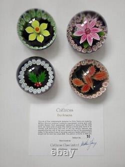 Caithness Glass Paperweight Set FOUR SEASONS, Boxed with Certificate (1976)