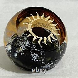 Caithness Total Eclipse Limited Edition 28/200 Brown Engraved Paperweight