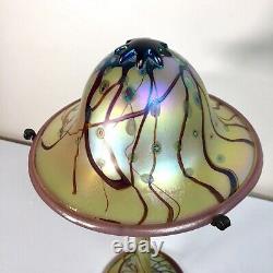 Carl Radke 16.5 Mushroom Glass Lamp Atomic Hand Blown Iridescent Swirl Art