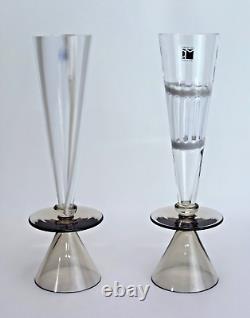 Carlo Moretti Champagne Flutes Pair Murano Glass Numbered Limited Edition