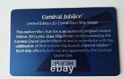 Carnival JUBILEE Inaugural Limited Edition Crystal 3D Glass Cruise Ship Model #1