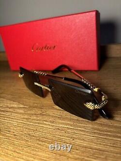 Cartier Sunglasses CT1046S 011 Gold Serpent Square Frame Limited Edition New