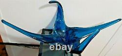 Chalet Lorraine Blown Art Glass Deep Blue Center Piece