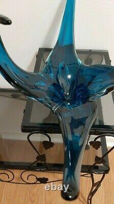 Chalet Lorraine Blown Art Glass Deep Blue Center Piece