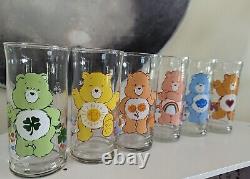 Complete Set of 6, Care Bear Drinking Glasses, Limited Edition, Libbey Pizza Hut