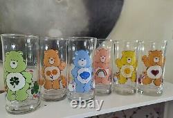 Complete Set of 6, Care Bear Drinking Glasses, Limited Edition, Libbey Pizza Hut