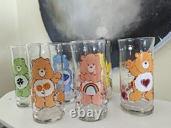 Complete Set of 6, Care Bear Drinking Glasses, Limited Edition, Libbey Pizza Hut