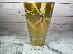 Correia Art Glass Gold Iridescent Bamboo Decorated Vase Limited Edition 82/500