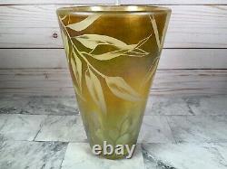 Correia Art Glass Gold Iridescent Bamboo Decorated Vase Limited Edition 82/500