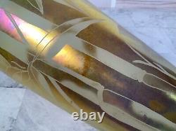 Correia Art Glass Gold Iridescent Bamboo Decorated Vase Limited Edition 82/500