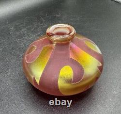 Correia Iridescent Art Glass Perfume Bottle Red Gold Signed 1995 Limited Edition