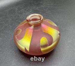 Correia Iridescent Art Glass Perfume Bottle Red Gold Signed 1995 Limited Edition