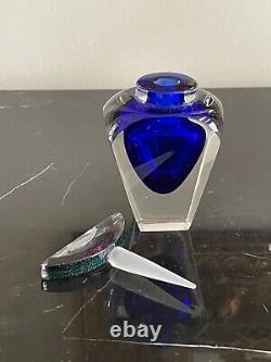 Correia Signed Clear & Blue 2003 Art Glass Limited Edition Perfume Bottle 44/500