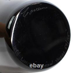 Correia Signed Early 1984 Limited Edition Black Etched Frosted Art Glass Vase