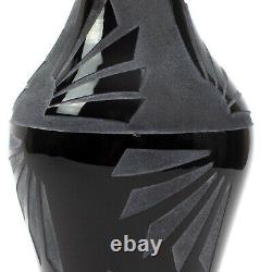 Correia Signed Early 1984 Limited Edition Black Etched Frosted Art Glass Vase