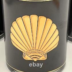 Culver Barware Sea Shells 22Kt Gold Lowball Whiskey Glasses 4pc Set USA 4 Tall