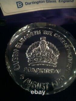 Dartington Glass Queen Mother 80thbday Limited Edition FT1 Signed Cert And Boxed